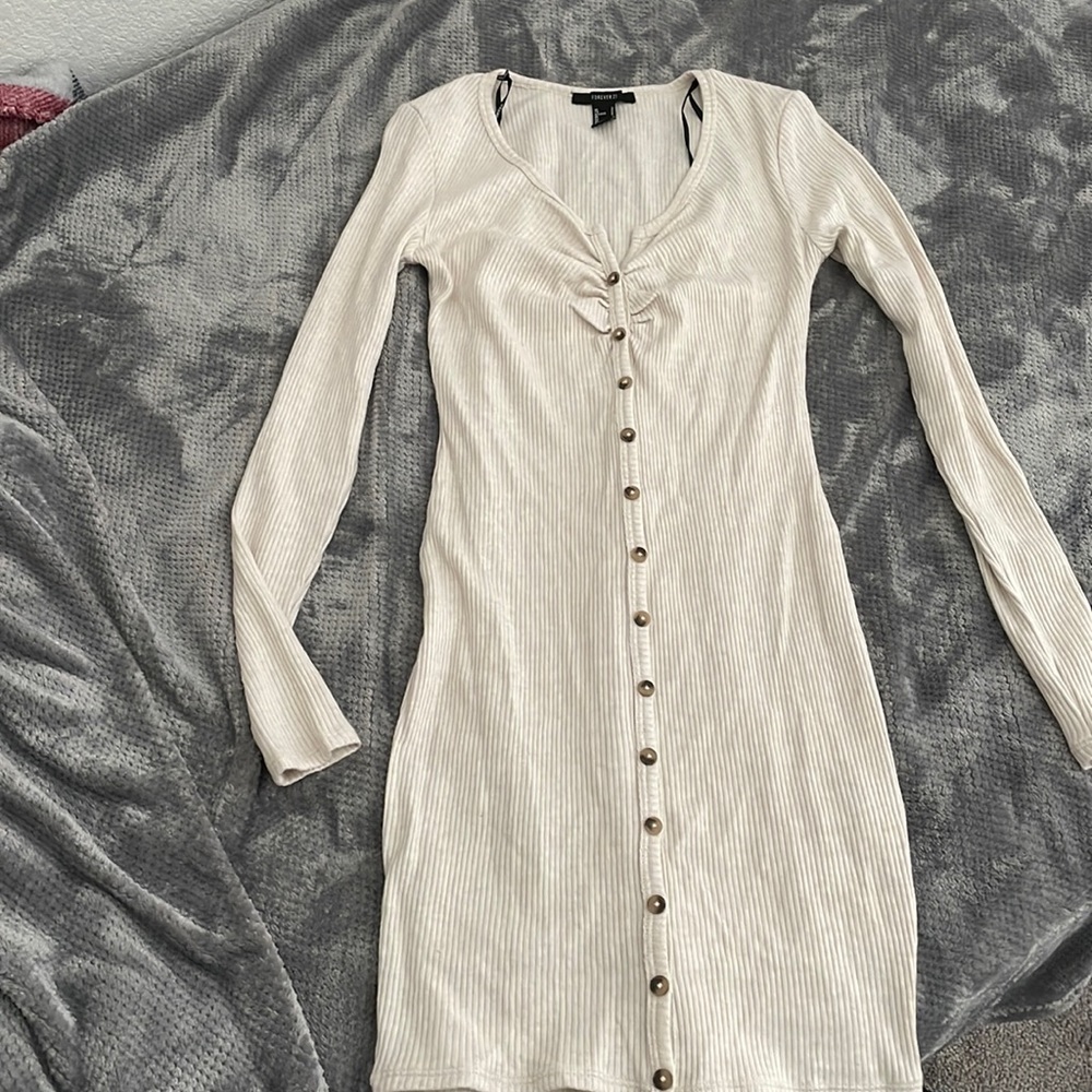 Cream button up dress by Forever 21 , never worn size S